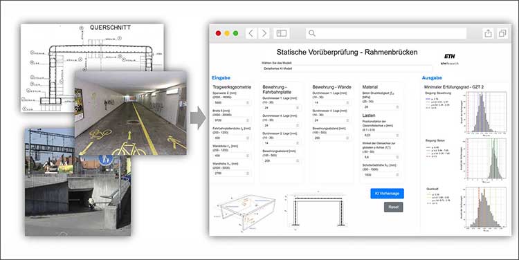 Beispielansicht der Benutzeroberfläche des KI-gestützten Webtools 